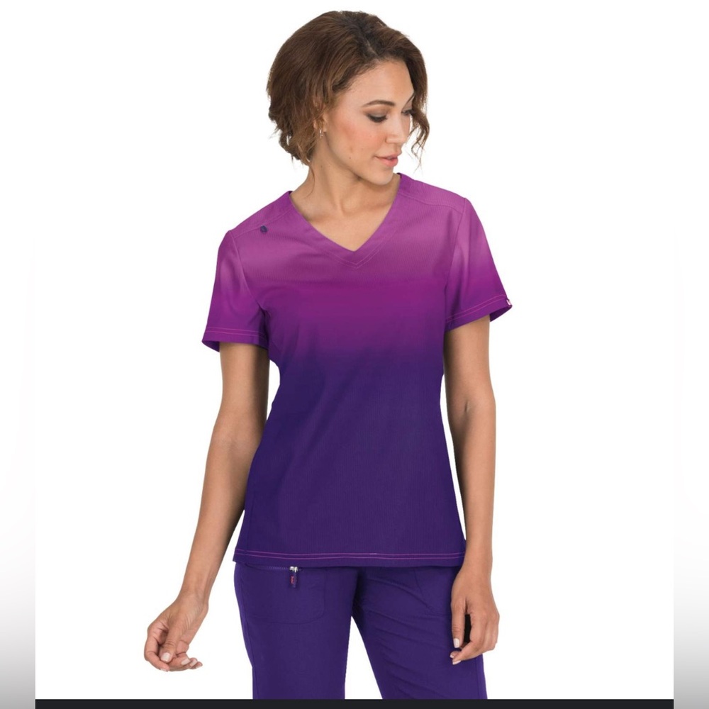Koi Lite Reclaim Women's 2-Pocket Ombre Print Top XS